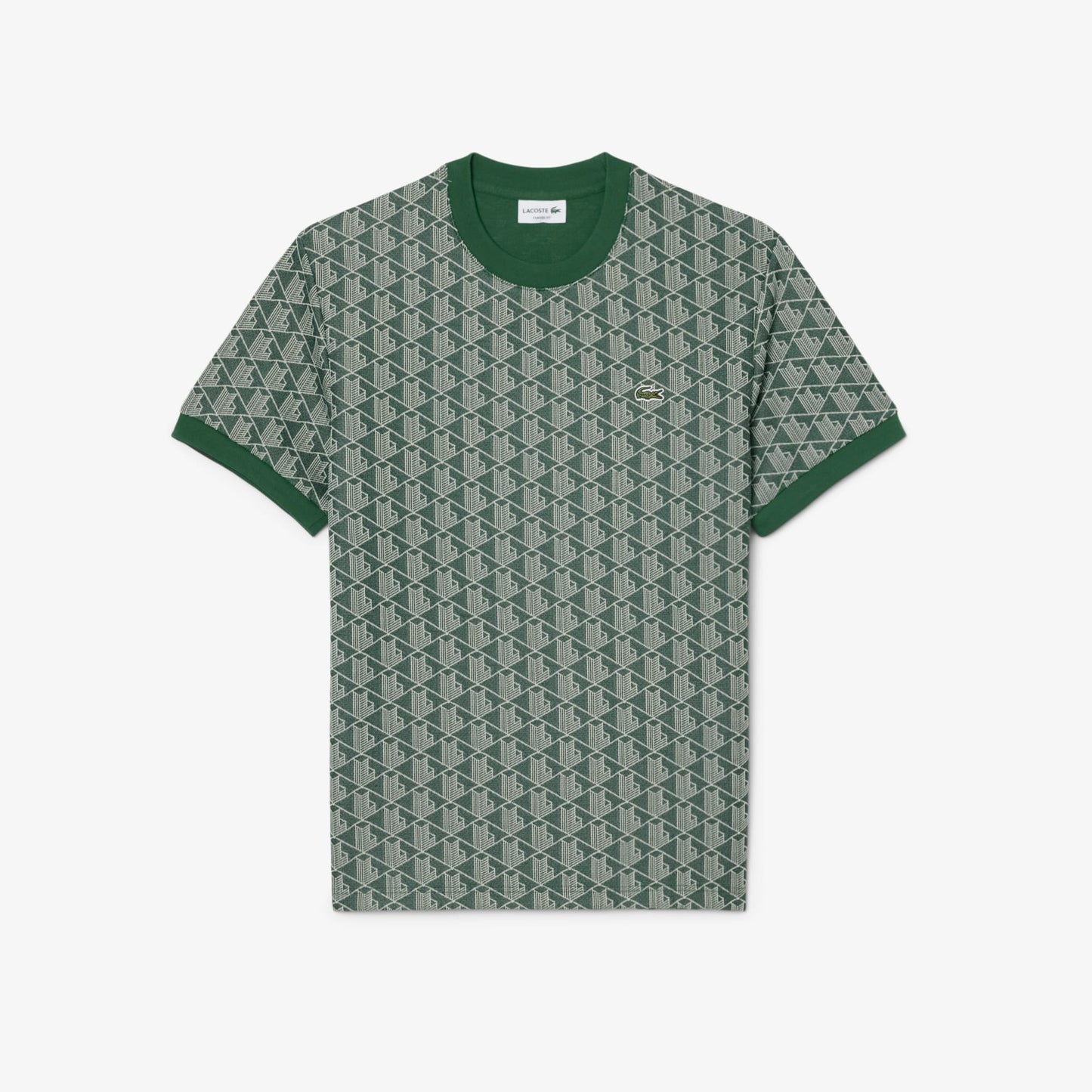 Lacoste Erkek Classic Fit Bisiklet Yaka Monogram Koyu Yeşil T-shirt