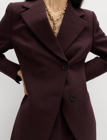 Bel Detaylı Asimetrik Tek Düğmeli Klasik Blazer Ceket