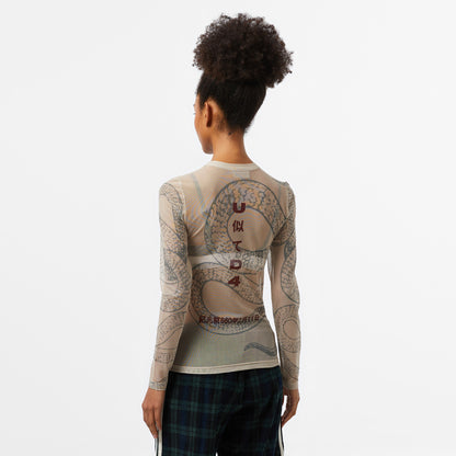 United4 Tulle Dragon Kadın Krem T-shirt