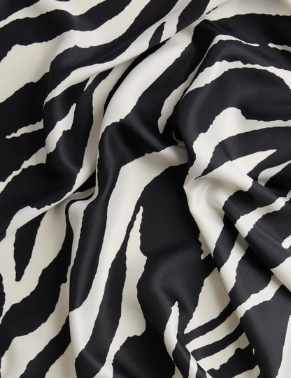 Saten Zebra Desenli Fular