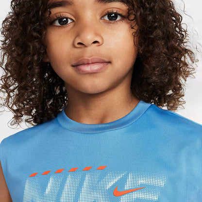 Nike Dri-fit Rhythm Printed Çocuk Mavi Şort Takımı