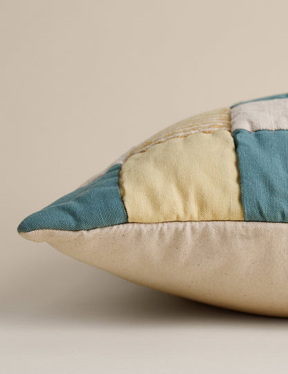Saf Pamuk Kapitone Patchwork Kırlent