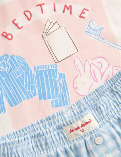 Saf Pamuklu Bedtime Club Baskılı Pijama Takımı (1-8 Yaş)