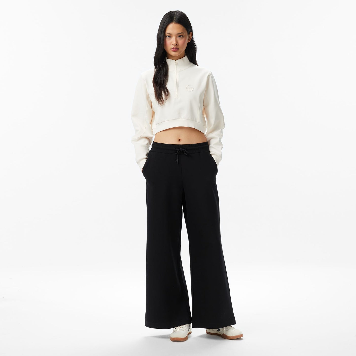 United4 Crop Fit Kadın Bej Sweatshirt