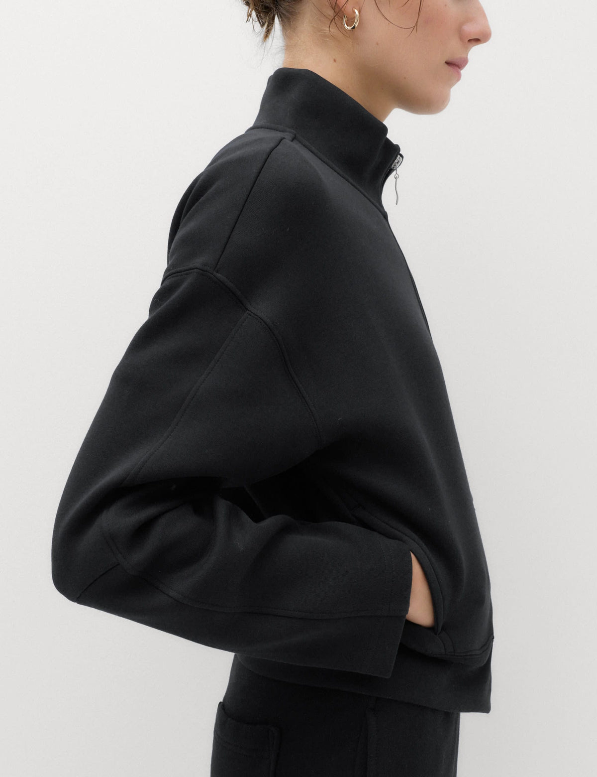Pamuklu Dik Yaka Fermuarlı Sweatshirt
