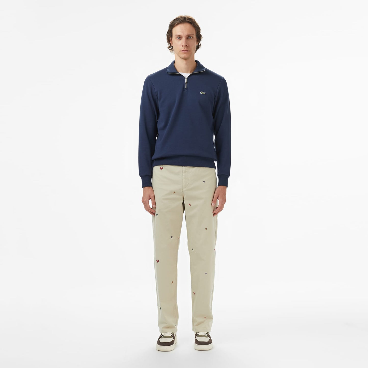 Lacoste Erkek Classic Fit Yarım Fermuarlı Lacivert Sweatshirt