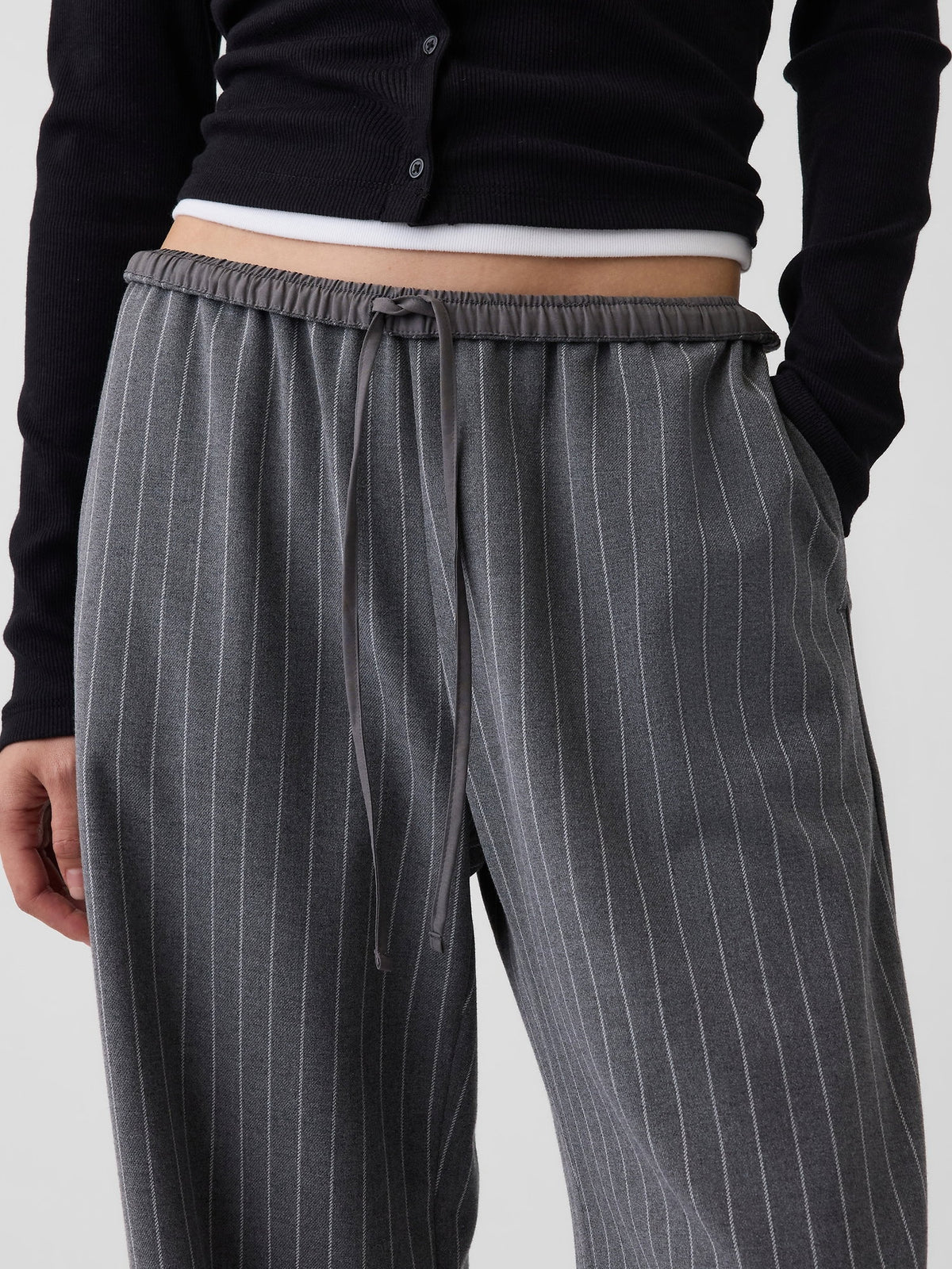 Gri Brushed Twill Easy Wide-leg Pantolon