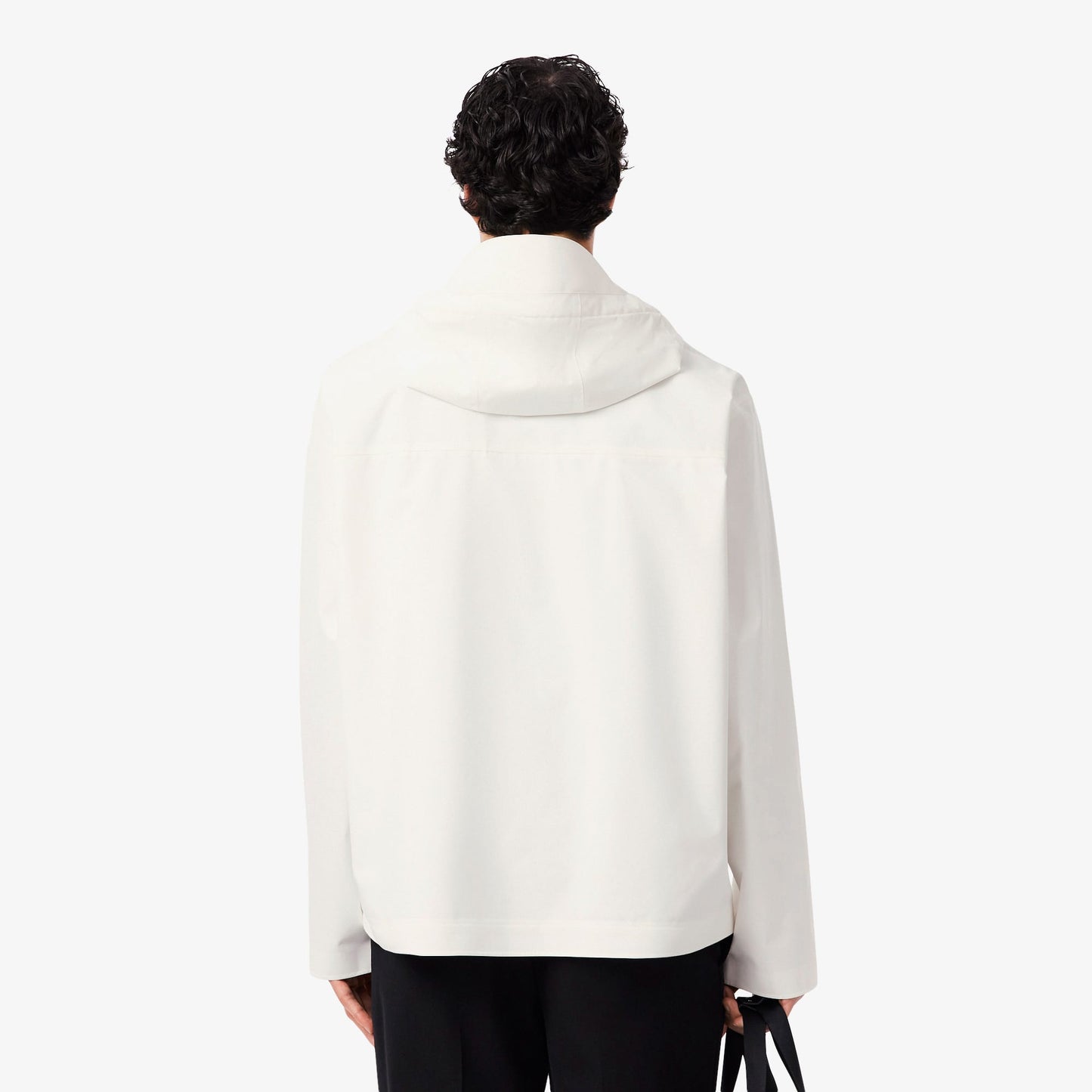 Lacoste Erkek Oversize Fit Kapüşonlu Beyaz Yağmurluk