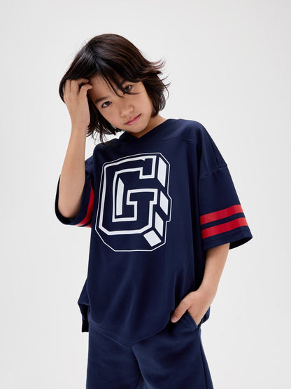 Lacivert Relaxed Mesh Soccer T-shirt