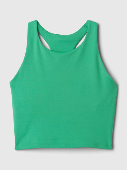 Yeşil Halter Yaka Crop Spor Üst