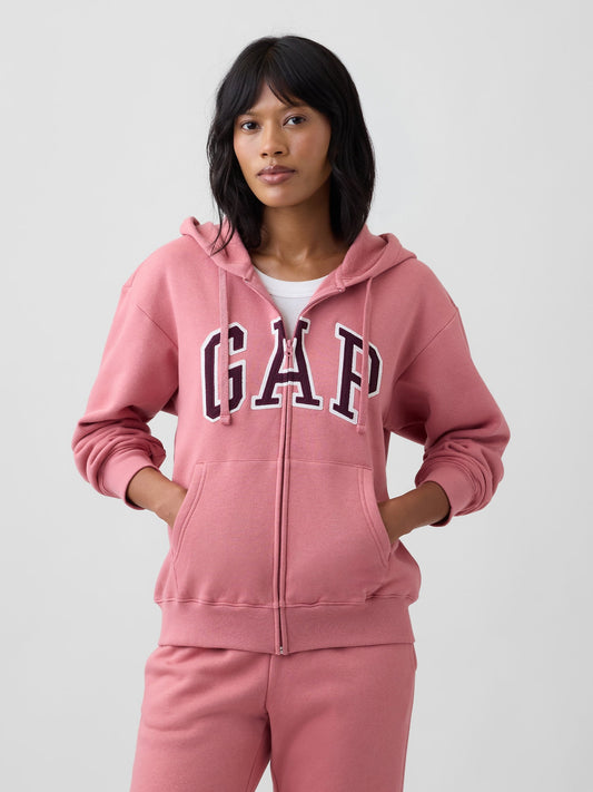 Pembe Gap Logo Fleece Fermuarlı Sweatshirt