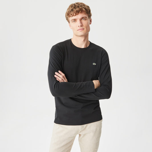 Lacoste Erkek Regular Fit Uzun Kollu Bisiklet Yaka Siyah T-shirt
