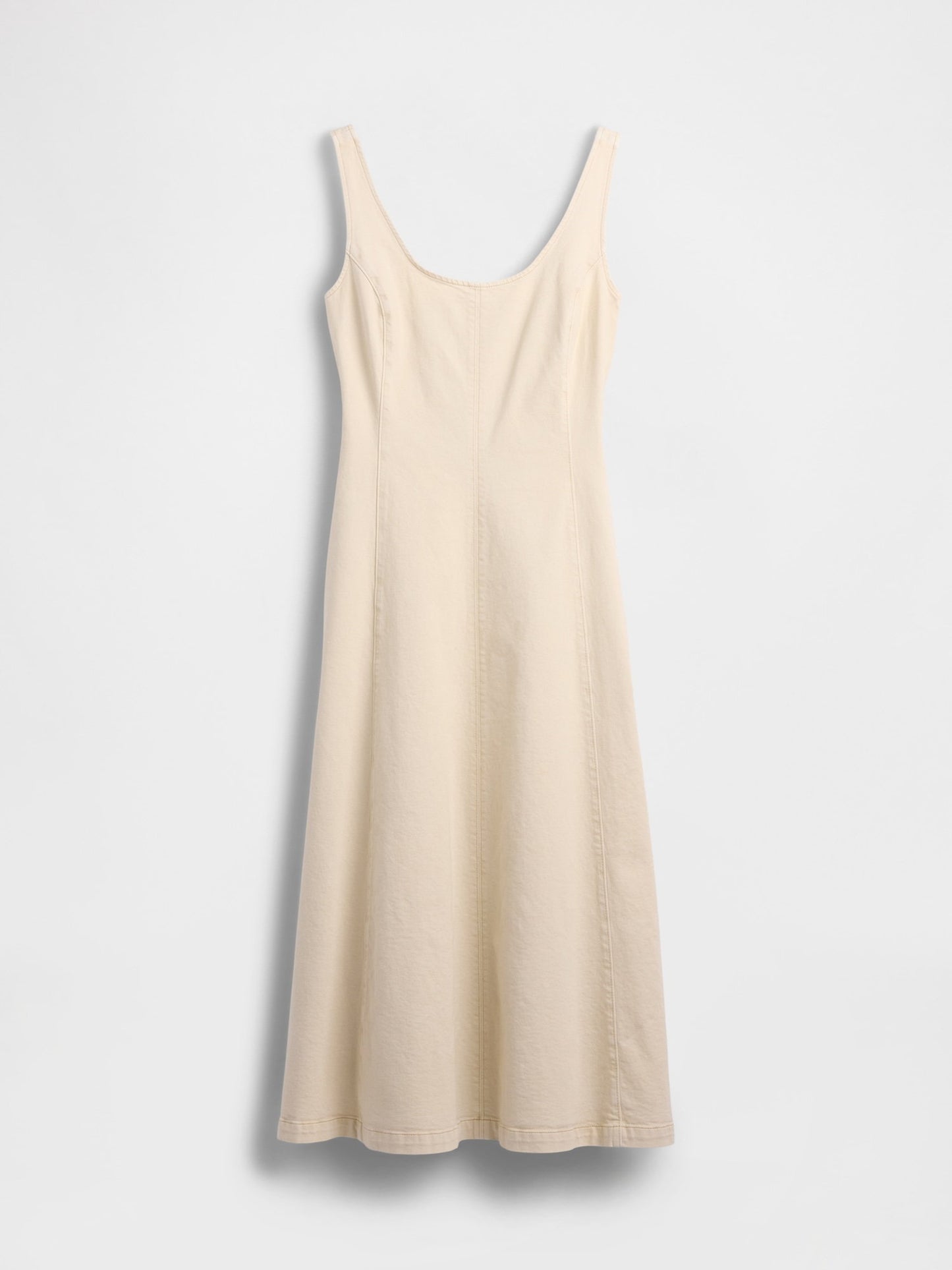 Bej Scoop Neck Maxi Elbise