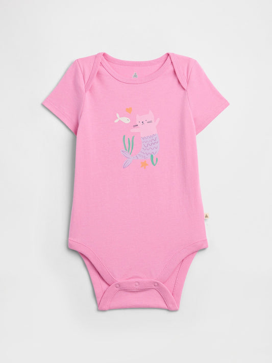 Pembe Grafik Baskılı Bodysuit