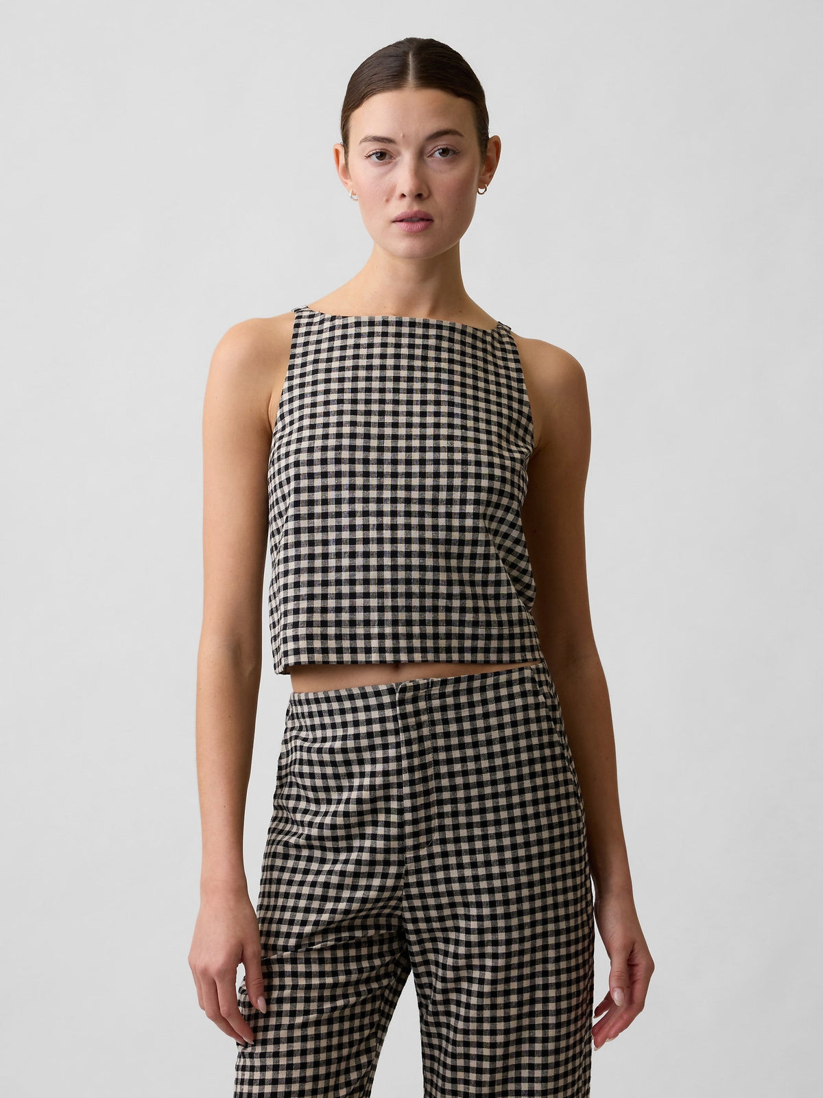 Beyaz Keten Karışımlı Apron Bluz