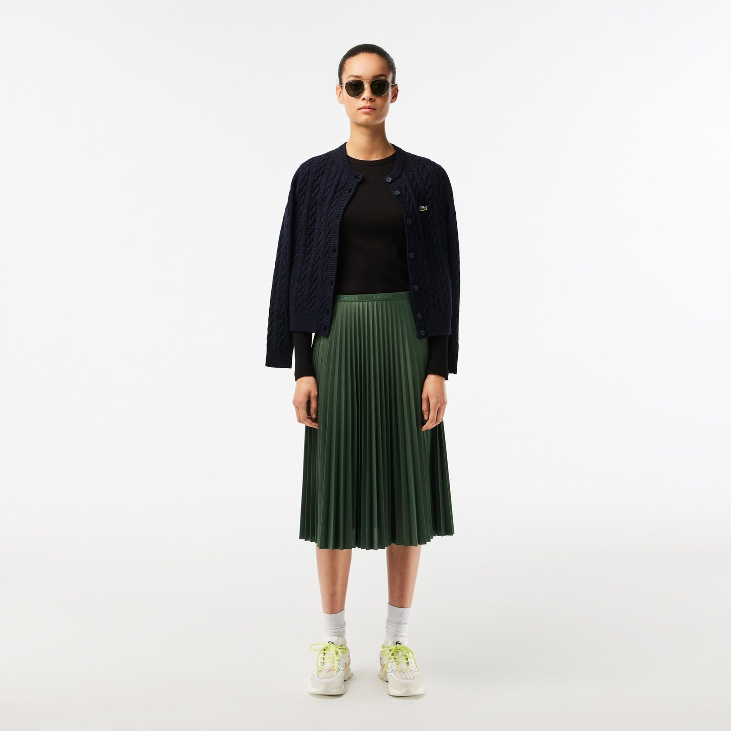 Lacoste Kadın Slim Fit Uzun Kollu Bisiklet Yaka Siyah Tişört