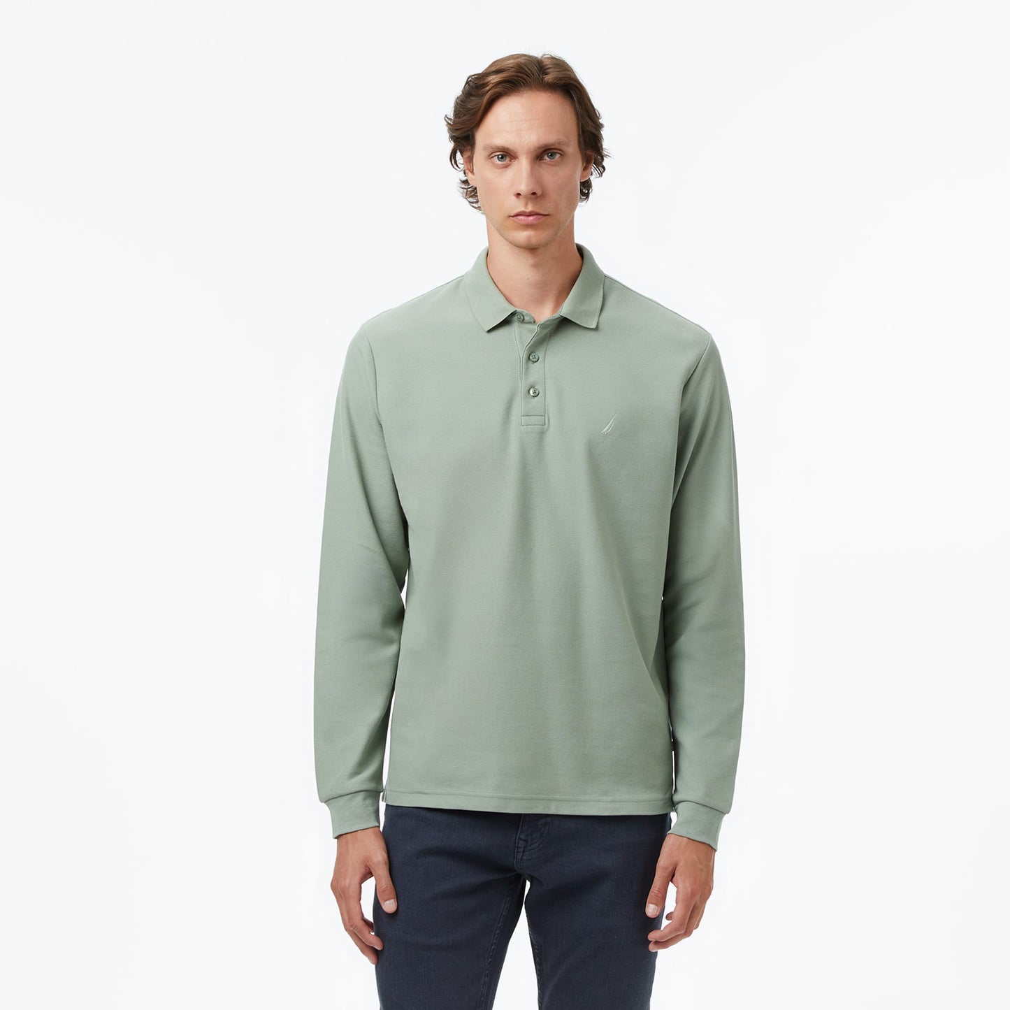 Nautica Erkek Yeşil Classic Fit Uzun Kollu Polo Yaka T-shirt