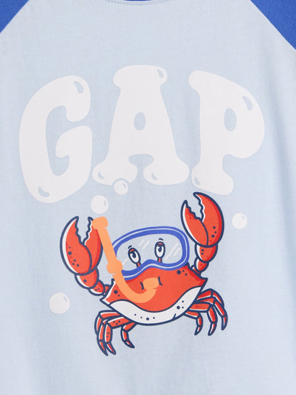 Açık Mavi Colorblock Grafik Baskılı T-shirt