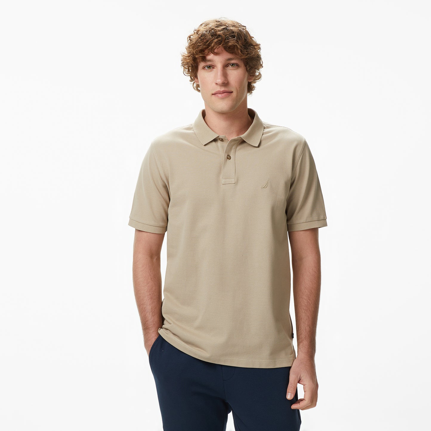 Nautica Erkek Bej Regular Fit Polo Yaka T-shirt