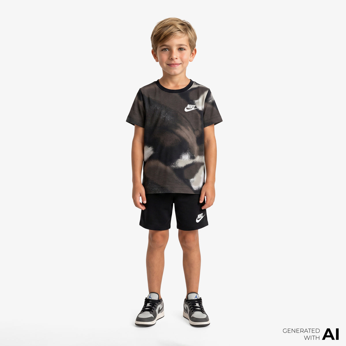 Nike Cob Mesh Çocuk Kahverengi/siyah Şort Takım