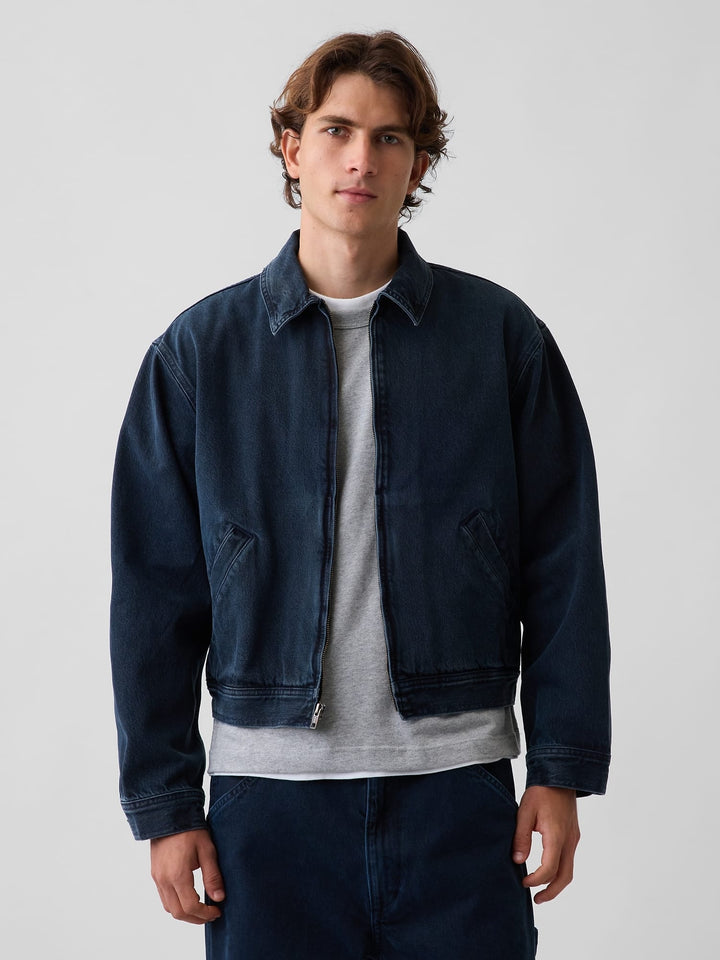 Koyu Mavi Denim Boxy Workwear Ceket