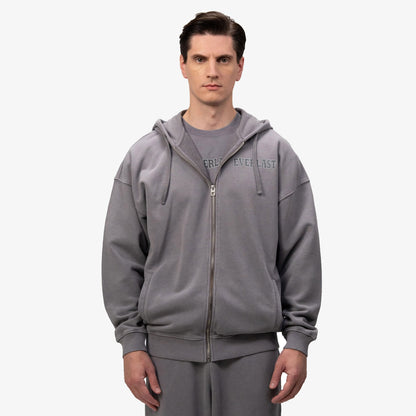 Everlast Giant Logo Oversize Koyu Gri Fermuarlı Erkek Sweatshir