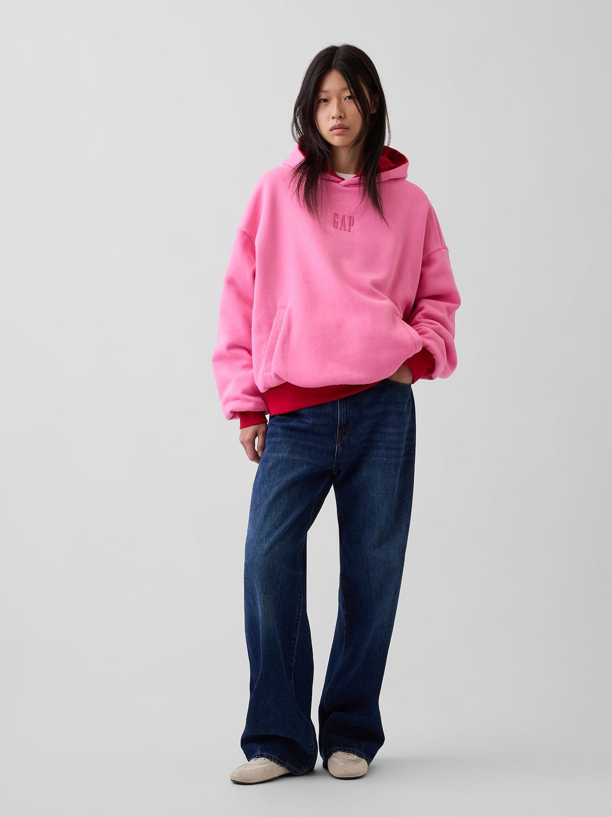 Kırmızı Vintagesoft Reversible Oversized Logo Sweatshirt