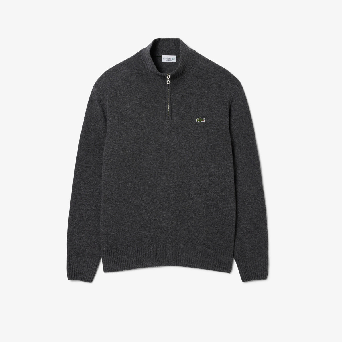 Lacoste Erkek Classic Fit Yarım Fermuarlı Yün Gri Kazak