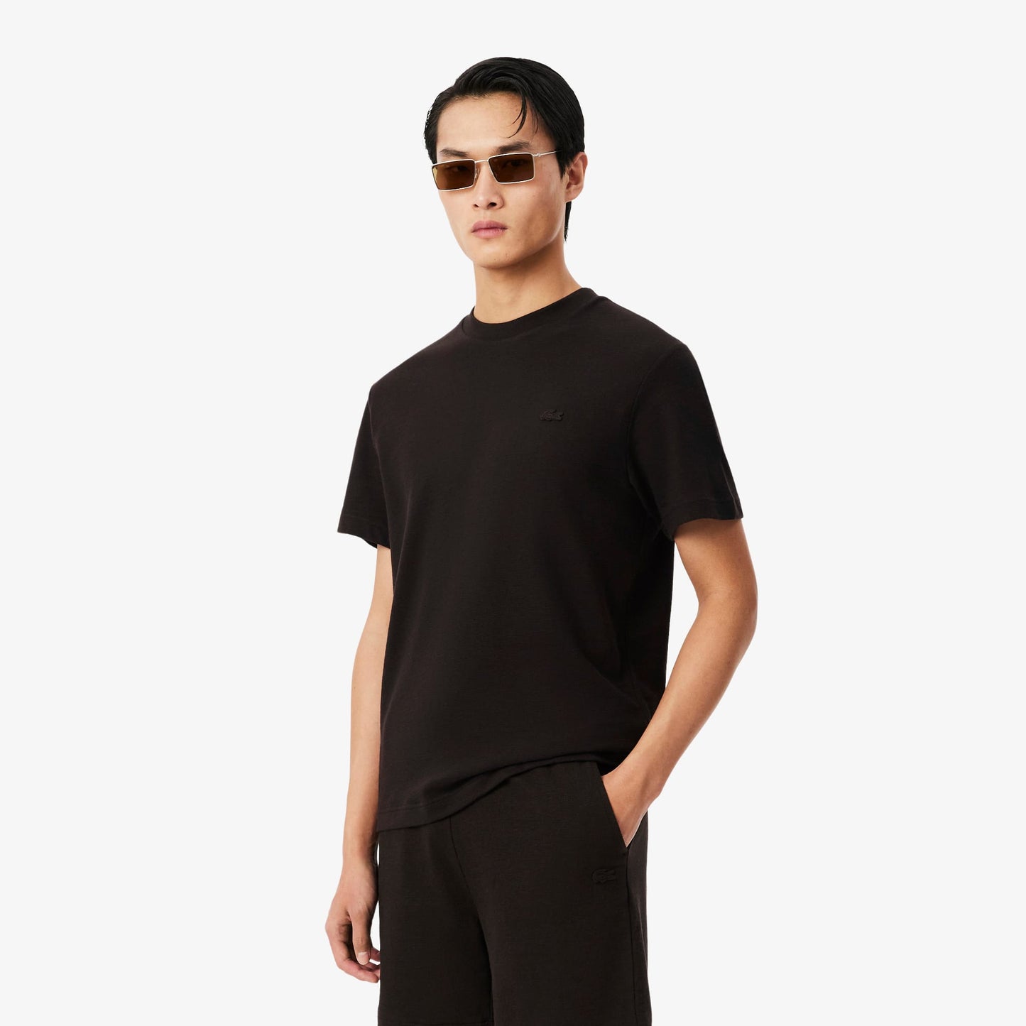 Lacoste Erkek Classic Fit Bisiklet Yaka Kahverengi T-shirt
