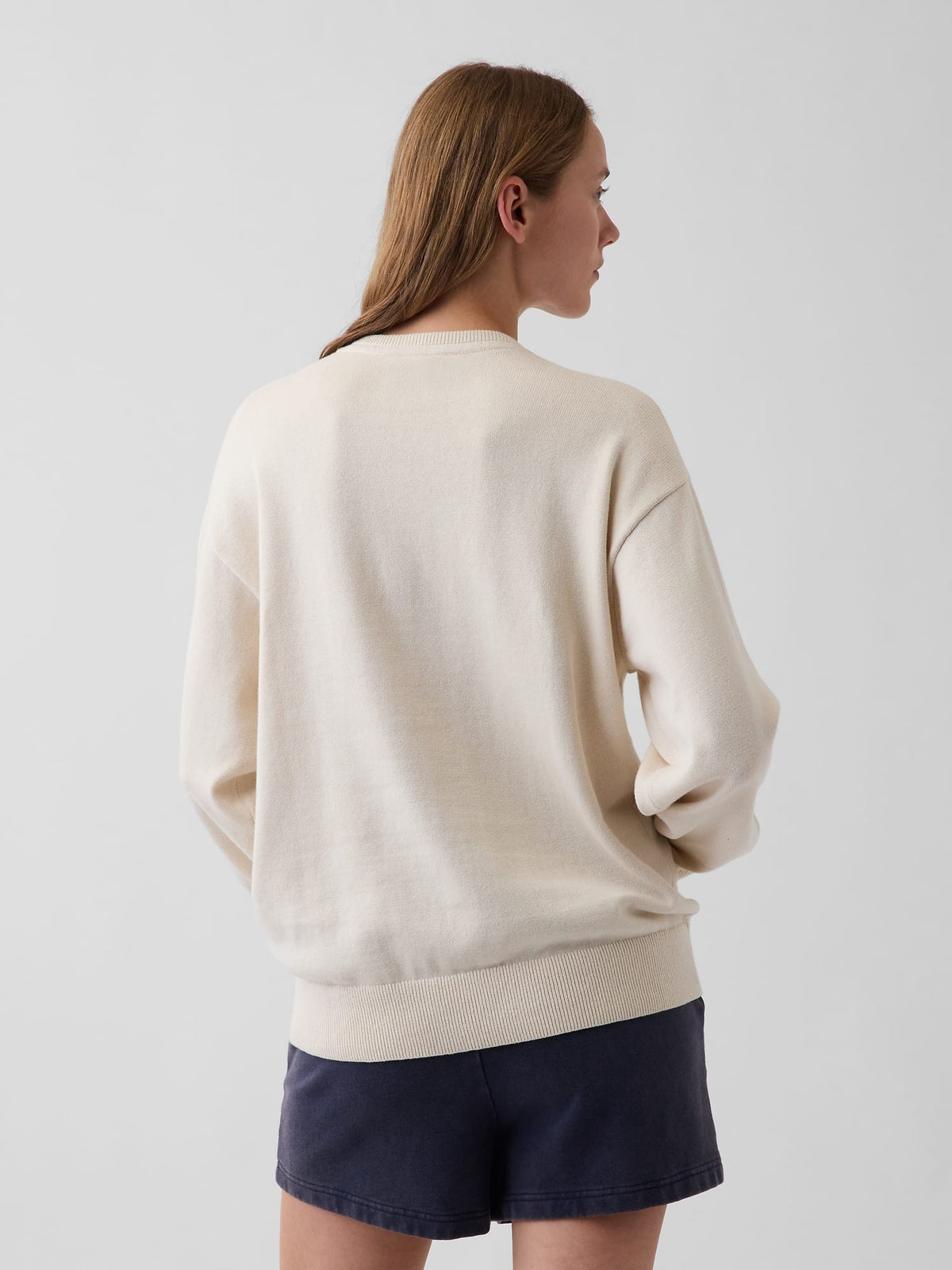 Krem Relaxed Gap Logo Intarsia Kazak