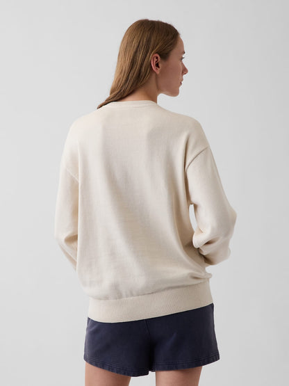 Krem Relaxed Gap Logo Intarsia Kazak