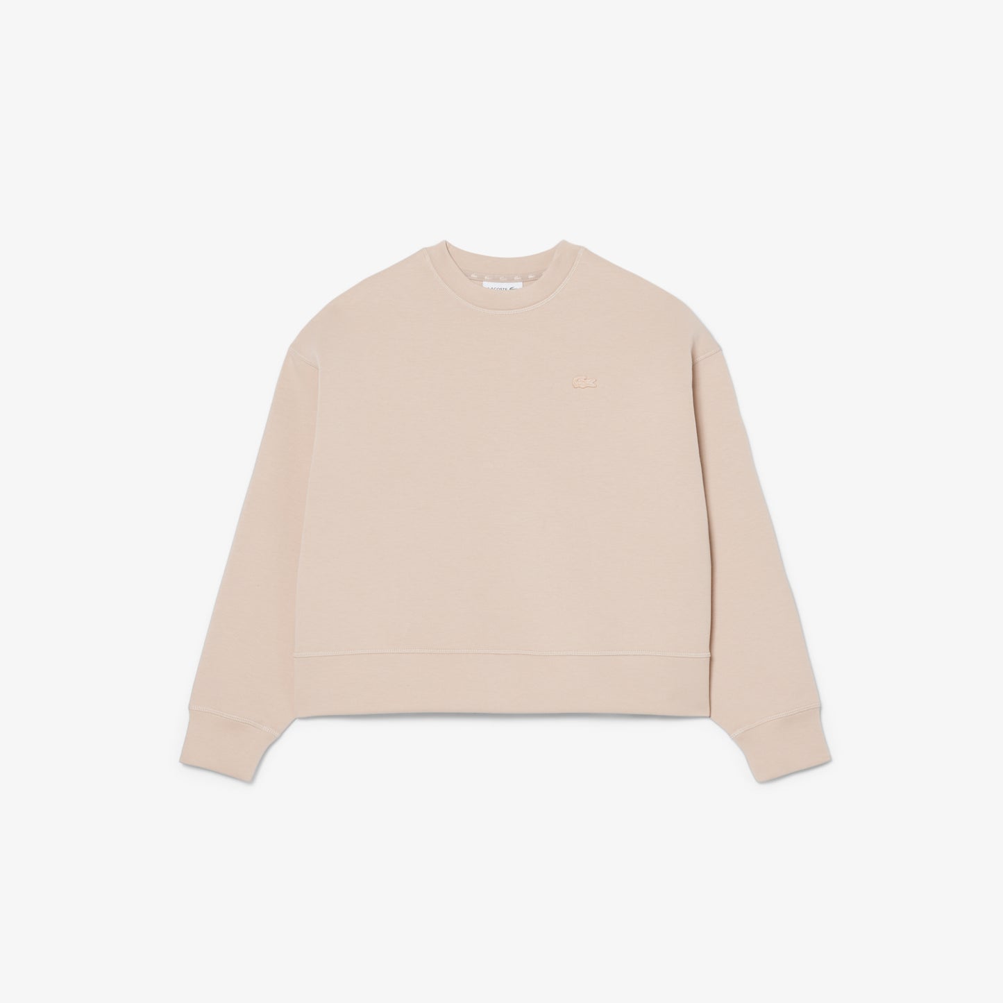 Lacoste Kadın Oversize Fit Bisiklet Yaka Bej Sweatshirt