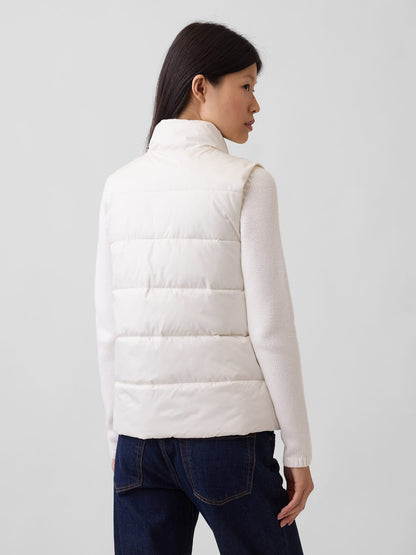 Kırık Beyaz Relaxed Puffer Şişme Yelek