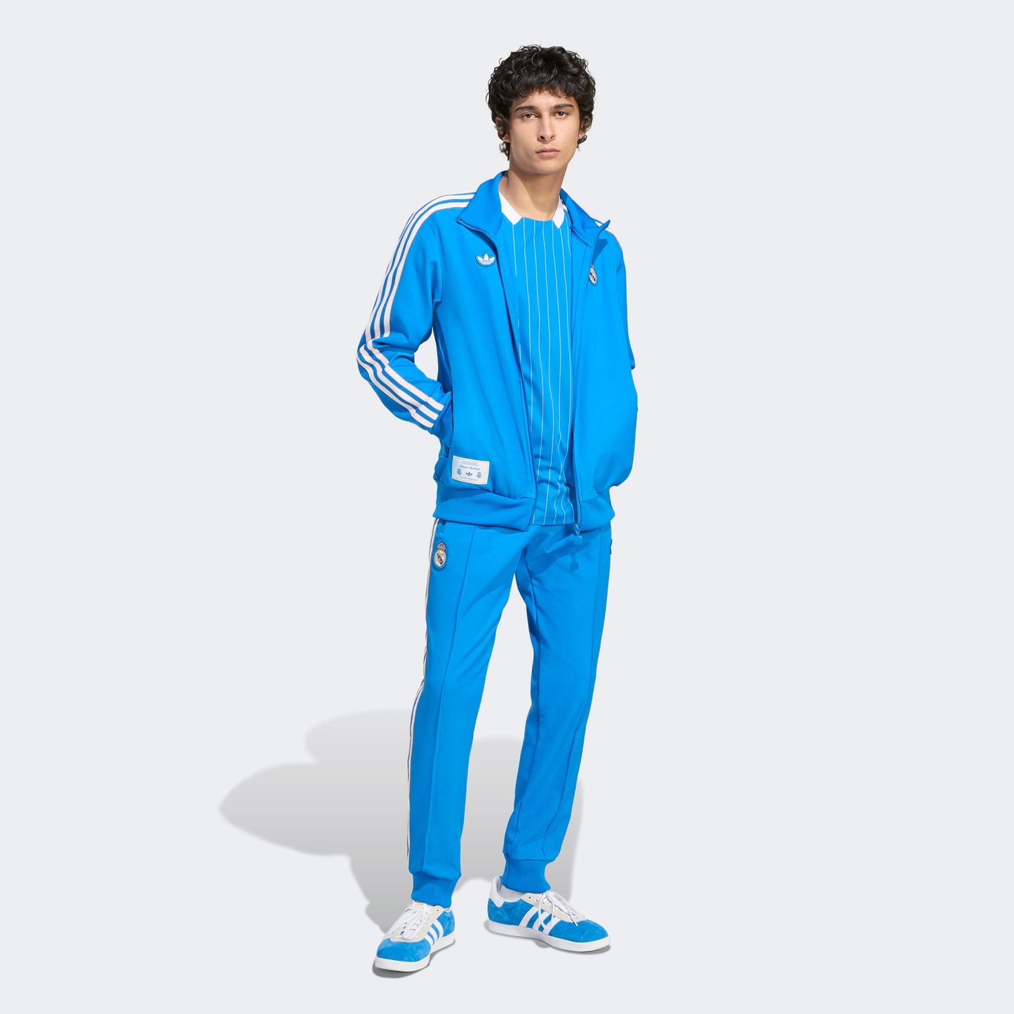Adidas Real Madrid Terrace Icons Erkek Mavi Fermuarlı Sweatshirt