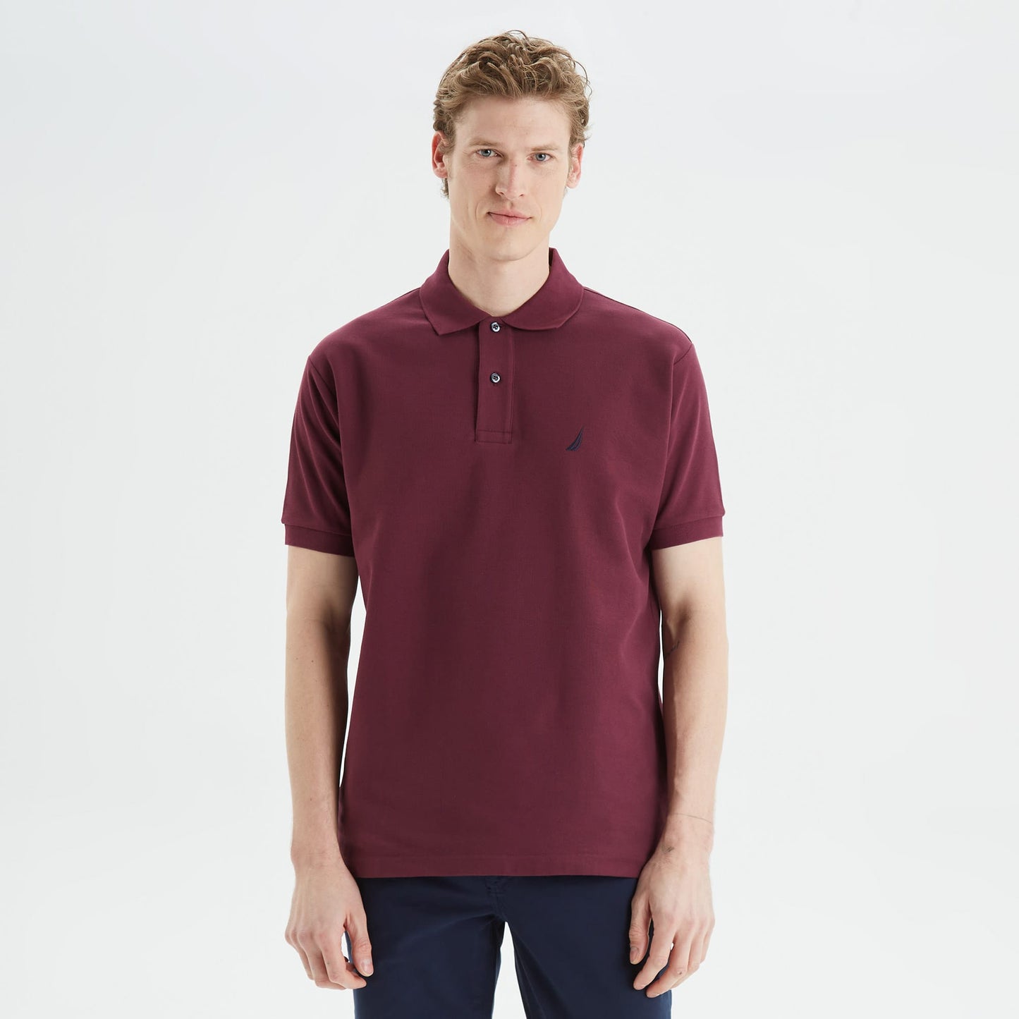 Nautica Erkek Bordo Classic Fit Kısa Kollu Polo Yaka T-shirt