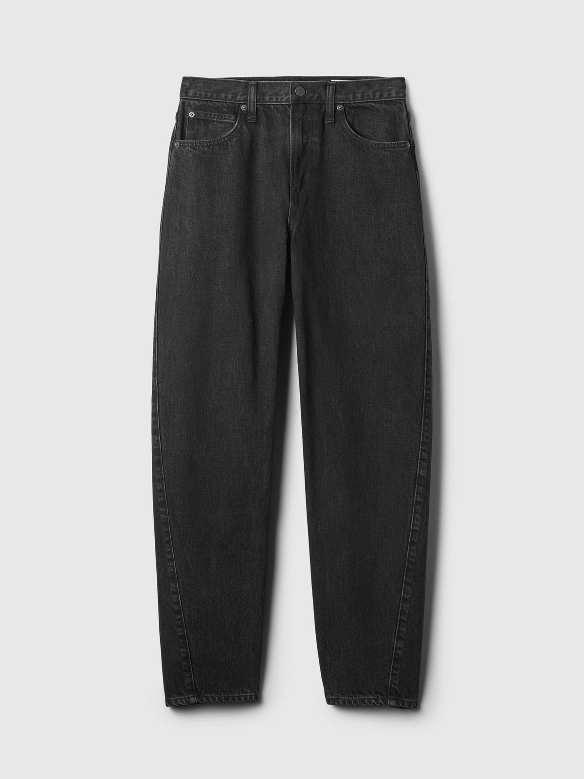 Siyah High Rise Barrel Jean Pantolon