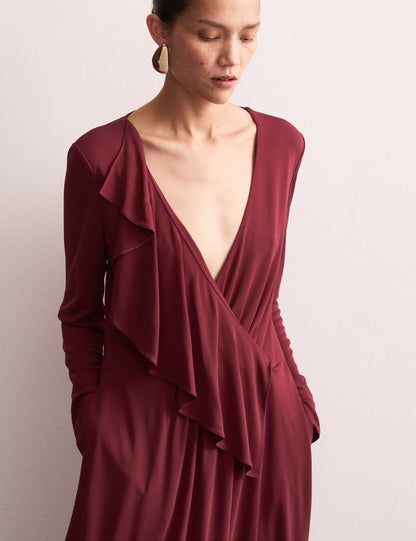 Jaeger Regular Fit V Yaka Midi Elbise