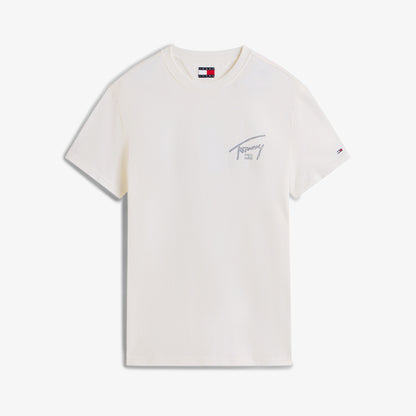 Tommy Hilfiger Regular Sign Backprint Erkek Beyaz T-shirt