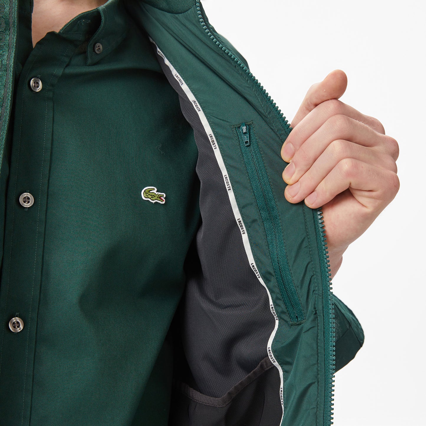 Lacoste Erkek Dik Yaka Koyu Yeşil Yelek