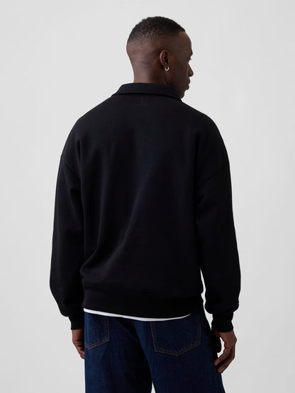 Siyah Oversized Gap Logo Yarım Fermuarlı Sweatshirt