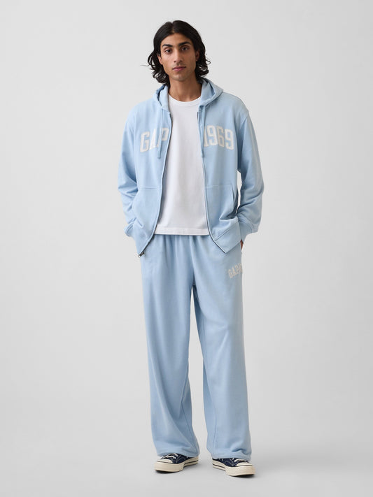 Açık Mavi Fransız Havlu Kumaş Relaxed Gap 1969 Logo Fermuarlı Sweatshirt