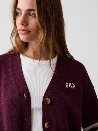 Mor 100% Pamuk Oversized Gap Logo Triko Hırka