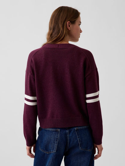 Mor 100% Pamuk Oversized Gap Logo Triko Hırka