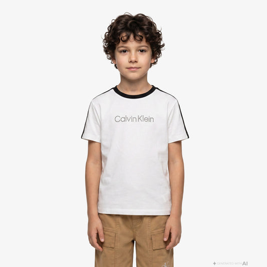 Calvin Klein Taping Çocuk Beyaz T-shirt