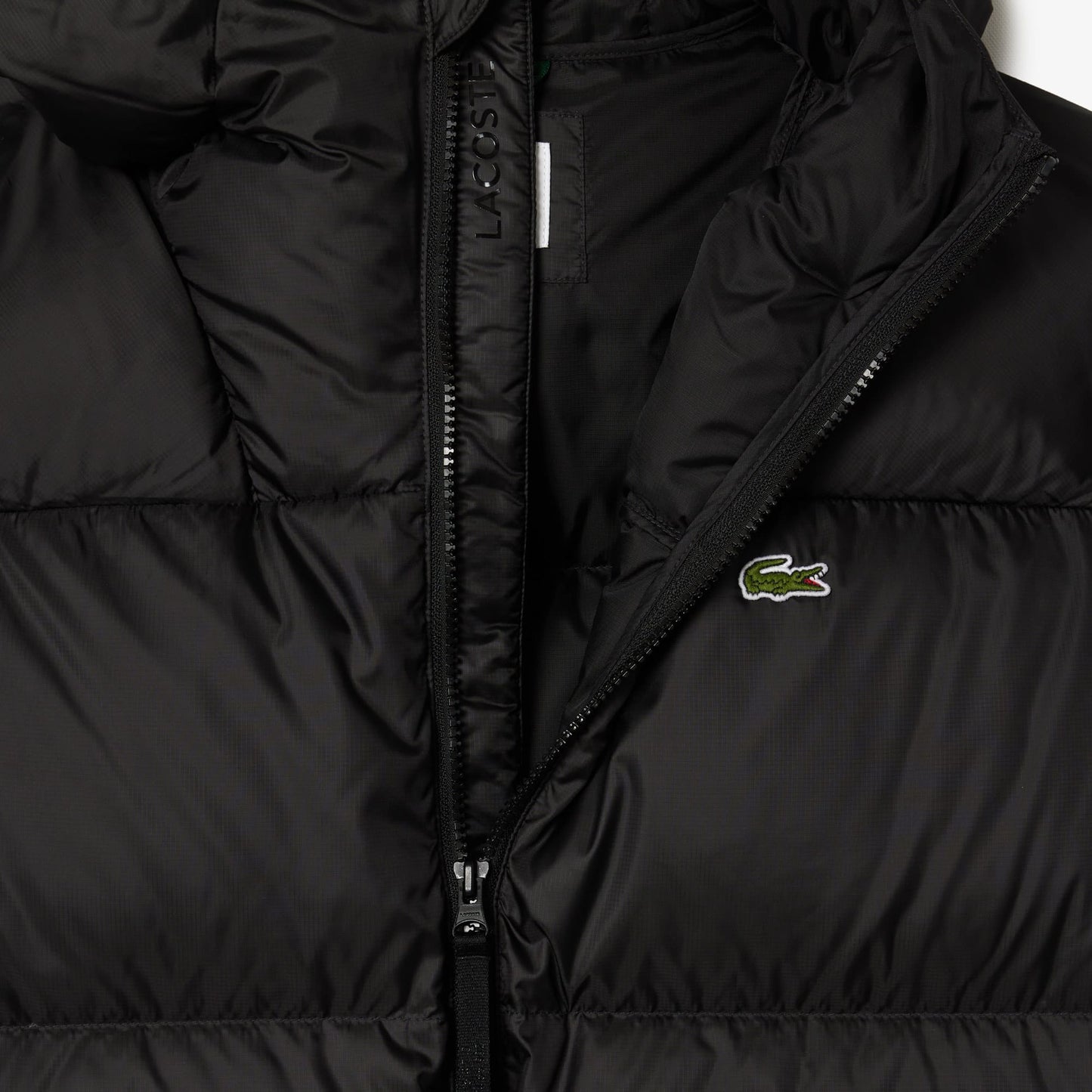 Lacoste Erkek Relaxed Fit Kapüşonlu Siyah Şişme Mont