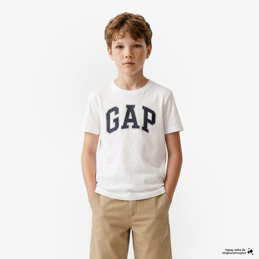 Gap Relaxed Fit Çocuk Beyaz T-shirt