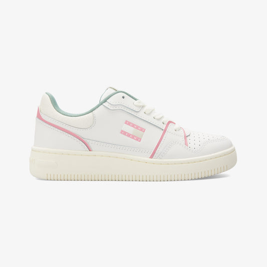 Tommy Jeans Retro Basket Kadın Beyaz/pembe/yeşil Spor Ayakkabı