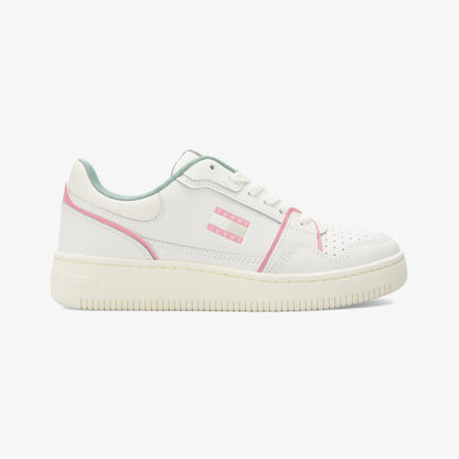 Tommy Jeans Retro Basket Kadın Beyaz/pembe/yeşil Spor Ayakkabı