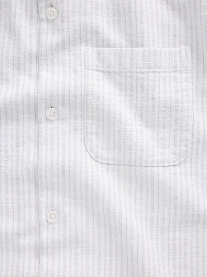 Beyaz Dobby Çizgili Relaxed Straight-hem Gömlek