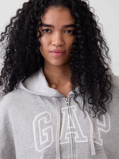 Gri Oversized Gap Logo Fransız Havlu Kumaş Fermuarlı Sweatshirt